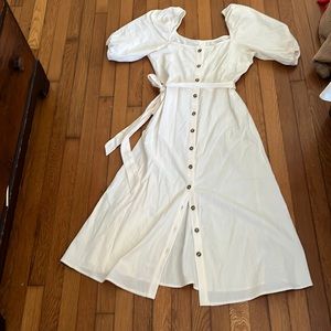 Cream puff sleeve dress